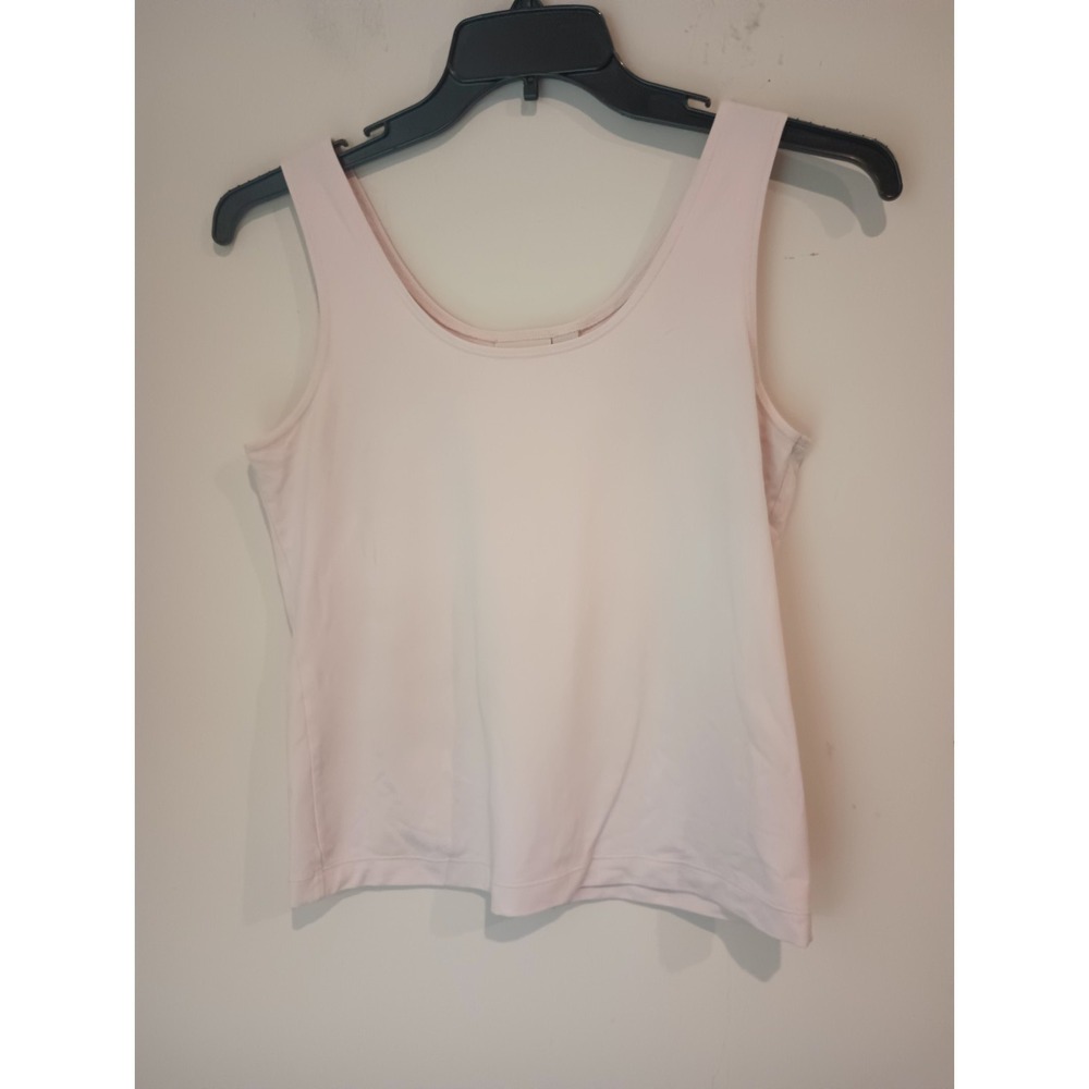 Chicos Size 1 Pale Pink Tank Top Scoop Neck Nylon Spandex Layering Cami Soli